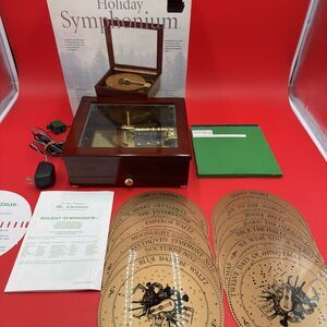 Mr. Christmas Holiday Symphonium Wood Music Box 2004 16 Discs Tested and Working